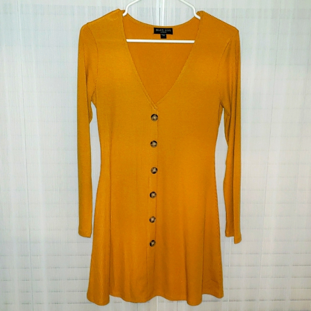 Juniors Mustard Yellow Long sleeve dress